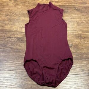 Balera Maroon Sleeveless high neck Bodysuit